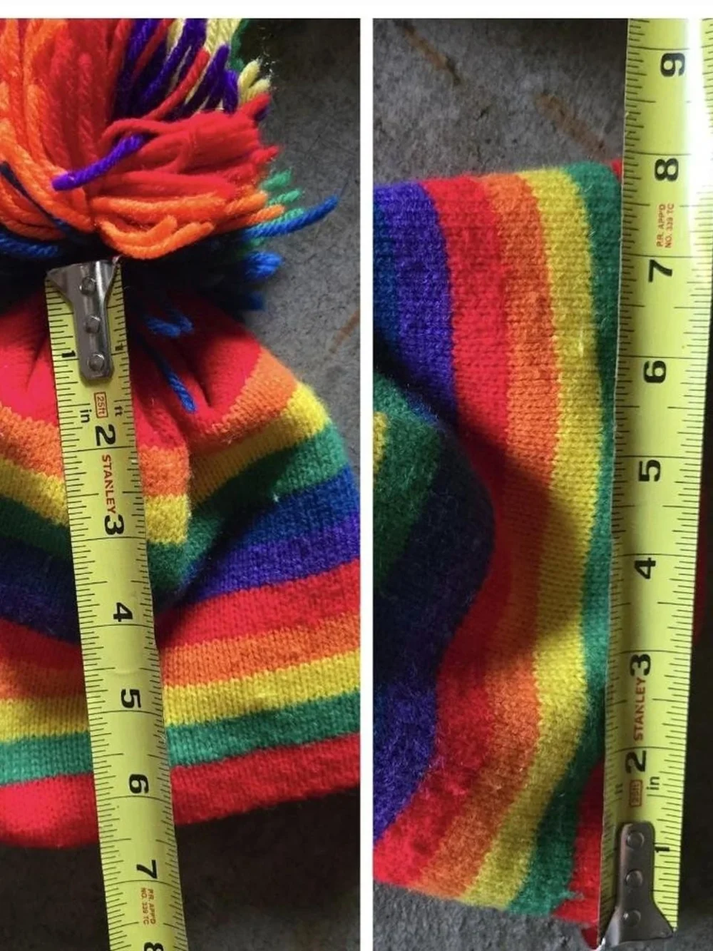 Vintage Kids Knit 3 Hat Bundle  Hats Colorblock Rainbow Blue 3T-6